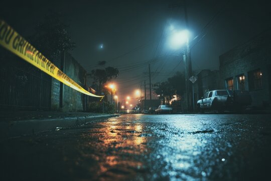 Dark City Alley Crime Scene at Night - Powered by Adobe