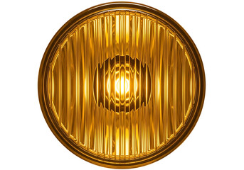 Yellow automotive headlight isolated on white background