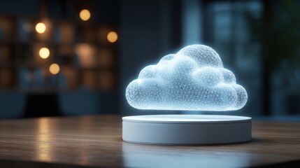 Glowing Cloud Computing Network Hologram