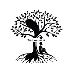 Tree Wellness Logo with Human and Nature Concept