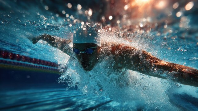 Underwater Swimmer Butterfly Stroke Action Shot