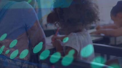 Animation of data processing over disabled and diverse schoolchildren learning - Powered by Adobe