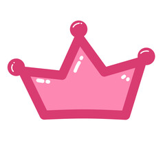 Cute Pink Crown Illustration, Princess Crown Cartoon, Kawaii Pink Tiara, Cute Crown Sticker Design