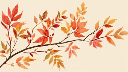 Autumn-inspired botanical watercolor pattern showcasing falling leaves. Bright and modern aesthetics perfect for design use.