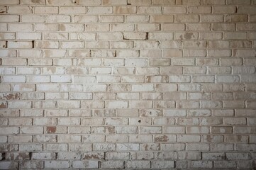 Fototapeta premium Retro white brick wall texture with vintage grunge interior pattern