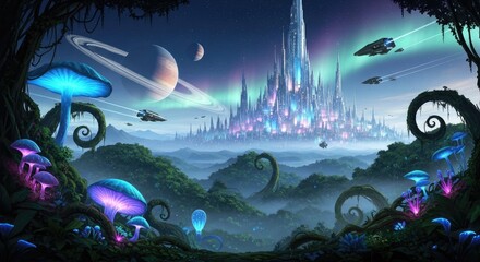 Obraz premium fantasy landscape with space for text