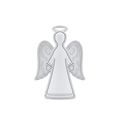 Minimalist white angel icon isolated