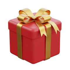 Red gift box with gold ribbon