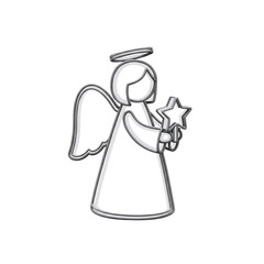 Minimalist 3d angel with star icon isolated