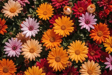 Vibrant spring blossoms bathed in sunlight up close