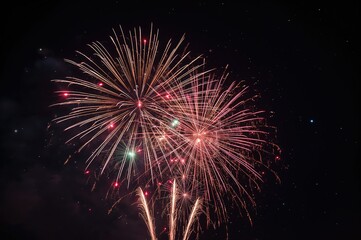 Fototapeta premium Colorful explosions lighting up the dark sky