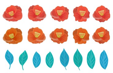 Japanese Red Camellia Botanical Watercolor Illustration Art