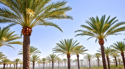 Fototapeta premium close palms with crisp blue sky