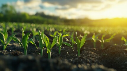 Flooded cornfield after heavy rainstorm in midwest farm landscape