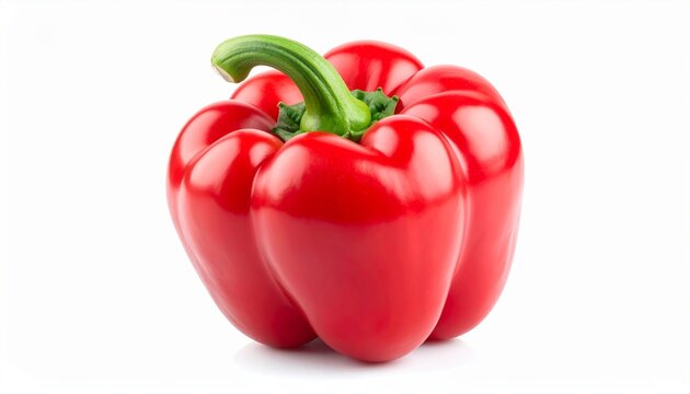 Fresh red bell pepper with glossy surface green stem vibrant color natural vegetable and organic healthy appearance isolated on white background
 - Powered by Adobe