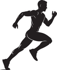 Obraz premium Black Running Man Silhouette Vector on White Background Sport Artwork