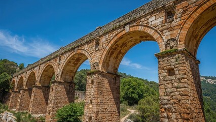 Obraz premium Ancient Stone Bridge from the Roman Era in a Rural Region
