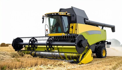 Obraz premium Combine harvester isolate background. Farm agricultural machinery for harvesting 