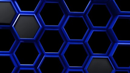 Obraz premium Sleek and futuristic hexagon pattern with a repeating structure of blue and black geometric shapes, creating a modern and industrial aesthetic.