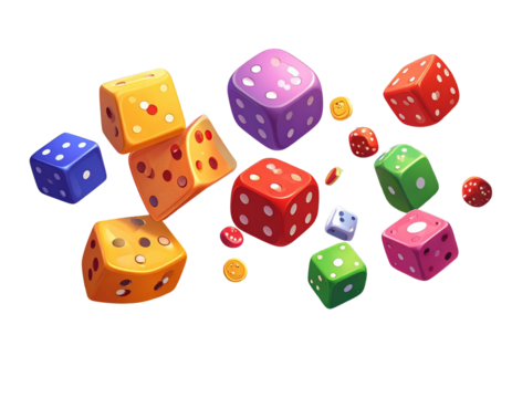  Floating Cartoon Card Game Elements, Isometric Layout, isolated transparent background png