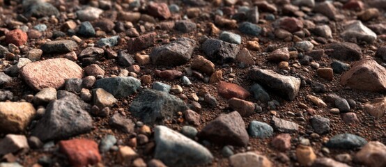 Colorful stones scattered on a ground surface