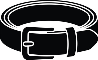 Simple black silhouette of a classic leather belt with a buckle