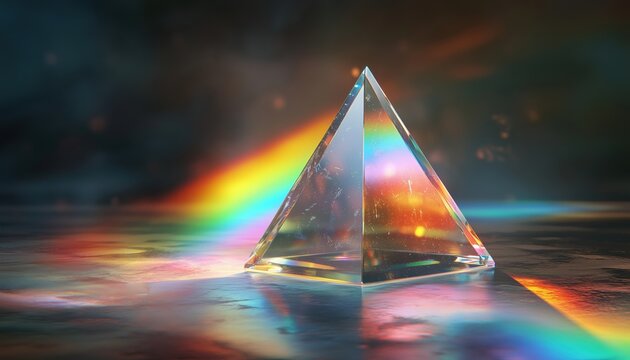 Shimmering Prism Ure: Splendid Visual Display Of Crystal Rainbow Lights And Vivid Spectrum Of Colors. Rainbow Radiance In Spectacular Form.