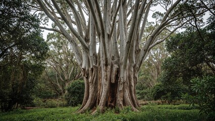 Impressive eucalyptus towering amidst dense greenery