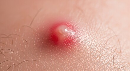 Fototapeta premium A red and white pimple on a person's skin.