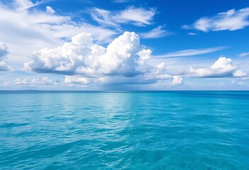 Fototapeta premium A tranquil scene of a serene blue ocean reflecting a cloudy sky, ocean, element