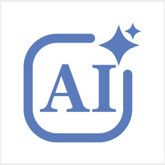 AI generated blue symbol isolated Stencil bitton icon Vector stock illustration