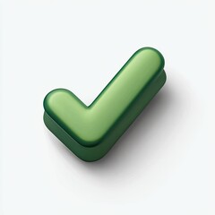 3D rendered, olive-green checkmark icon.  Glossy, rounded edges.  Simple, clean design.  Solid color on white background
