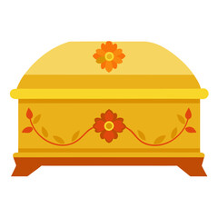 Ornate yellow treasure chest with floral decorations