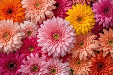 Brightly hued blossoms against a plain white backdrop
