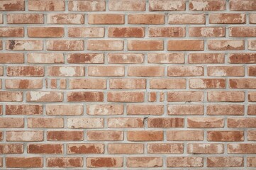 Fototapeta premium Aged brick surface displaying detailed textures, worn bricks, and gentle color shifts, emphasizing a vintage appeal.