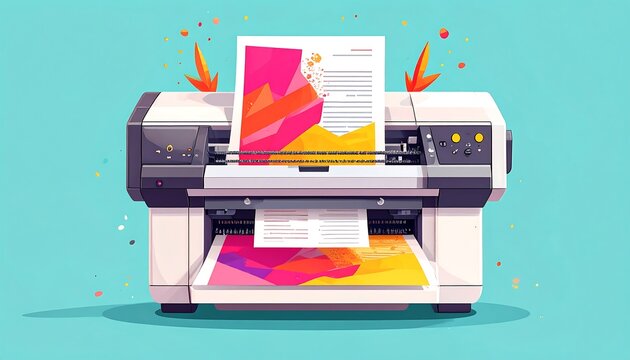 Colorful graphic printer with printed sheets