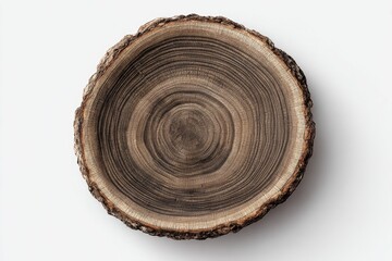 Circular wooden bowl crafted from a tree trunk slice