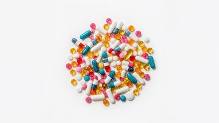 Variety of medicinal tablets stacked together