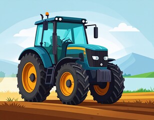 Fototapeta premium Tractor- A powerful vehicle used for various farm tasks, including plowing, tilling, 