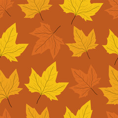 Autumn Leaves Seamless Vector Pattern