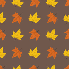 Obraz premium Autumn Leaves Seamless Vector Pattern