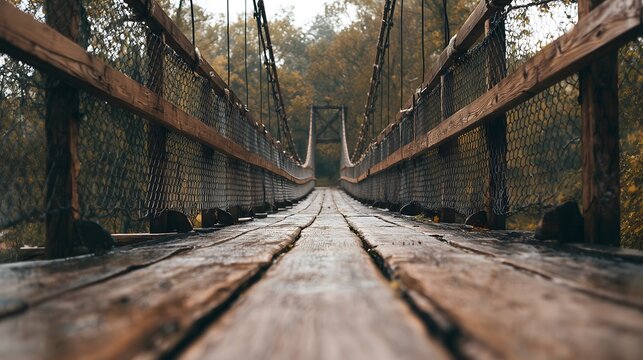 Rustic Wooden Suspension Bridge - Powered by Adobe