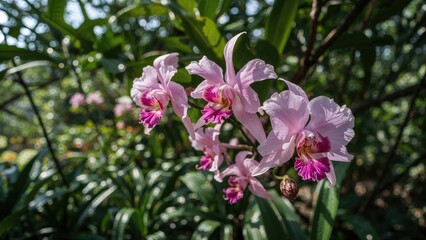Obraz premium Unique and striking orchid displayed at a botanical park