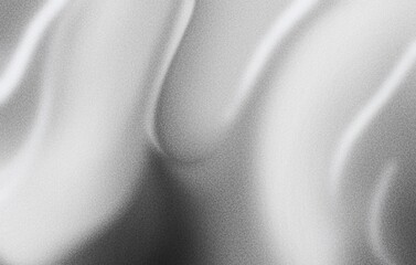 Grey black white glowing abstract gradient shape on black grainy background minimal header cover poster design copy space