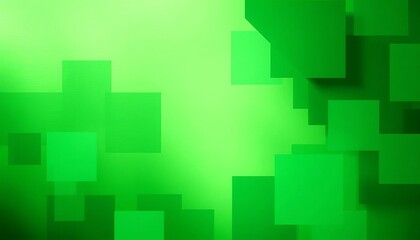 Abstract green background with overlapping square shapes, varying shades and opacity,  artwork,  composition