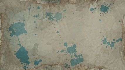 Handdoek met foto Verweerde muur Moisture-marked blue paper surface with a grungy texture  © TheWaterMeloonProjec