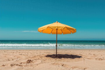 Umbrella Silhouette Against a Clear Blue Sky