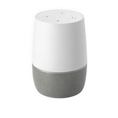 Modern white smart speaker with textured base isolated on transparent background