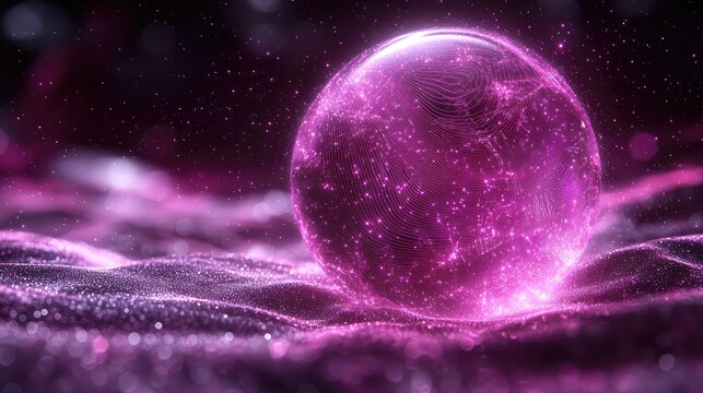 Glowing Orb on a Purple Abstract Surface