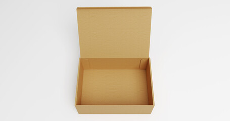 Obraz premium Kraft Cardboard Mailer Box Opened Flat Front View